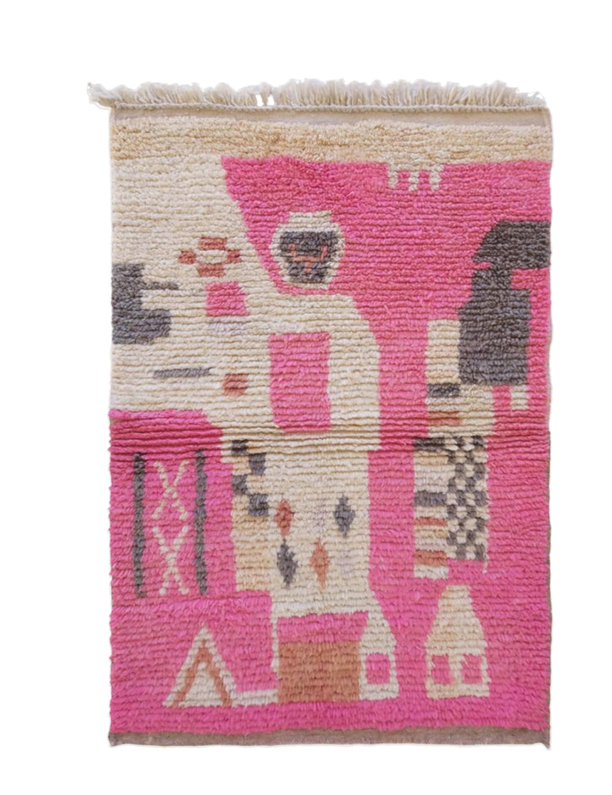 Petit tapis berbère marocain abstrait en laine 105 x 153 cm - AFKliving