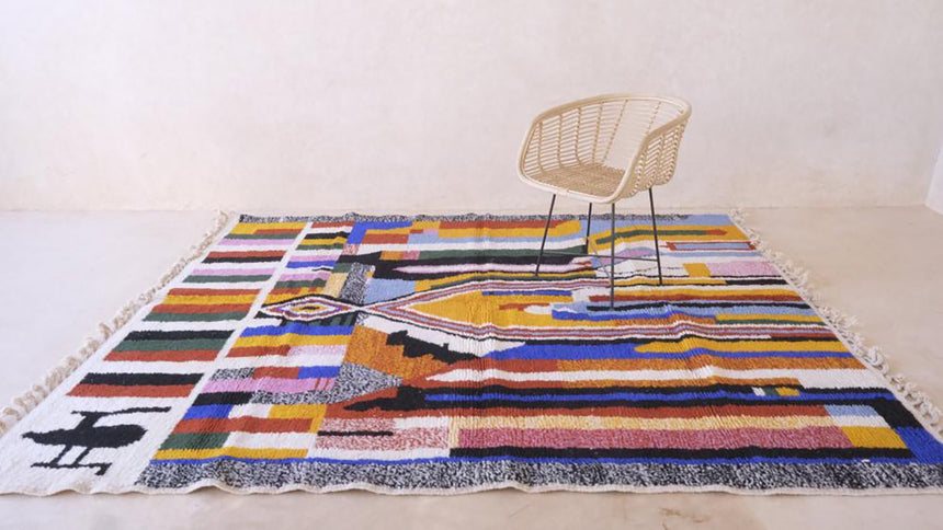 Tapis berbere marocain abstrait coloré 219 x 282 cm - AFKliving