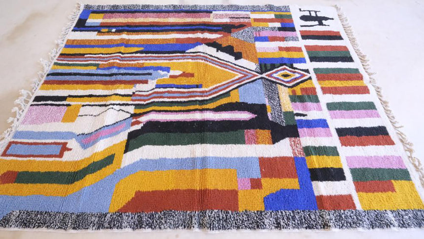 Tapis berbere marocain abstrait coloré 219 x 282 cm - AFKliving