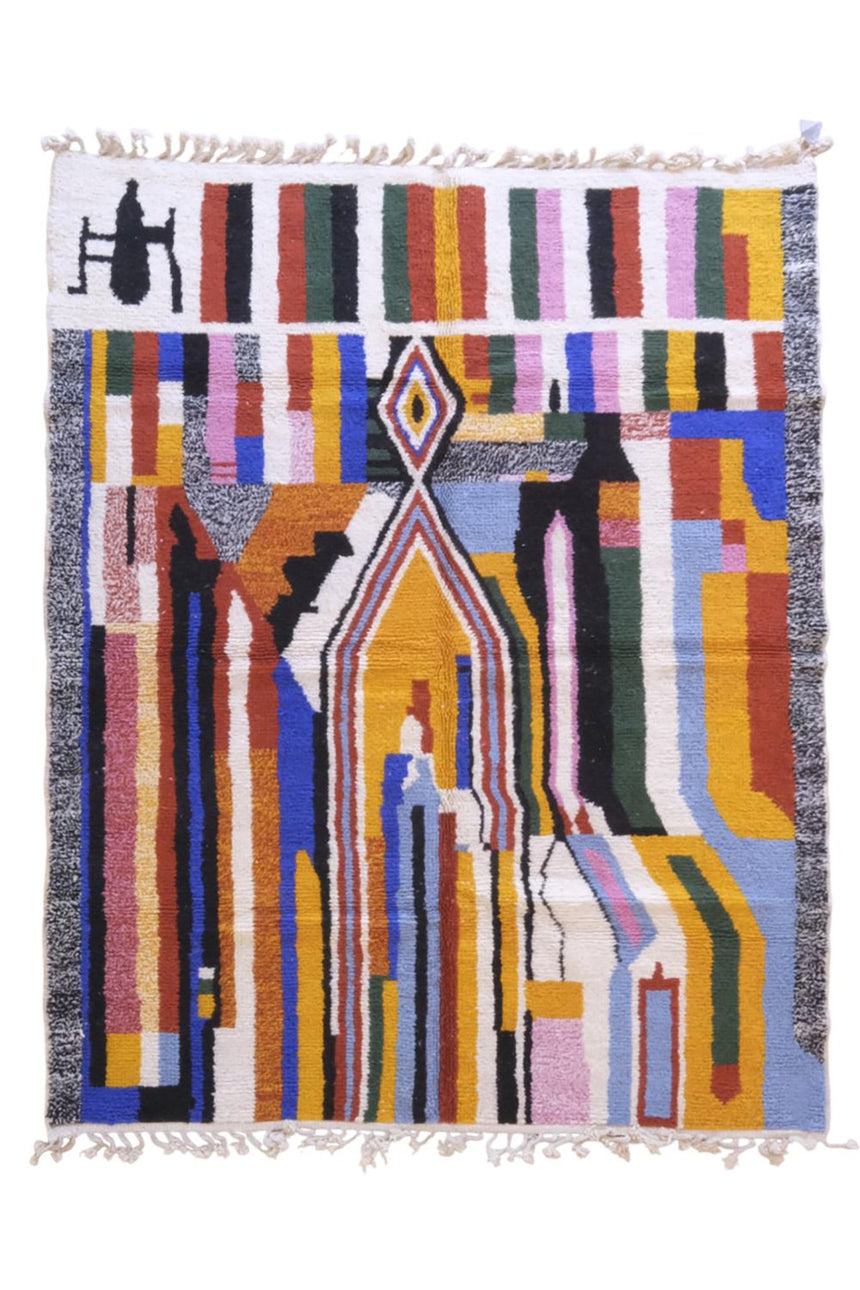 Tapis berbere marocain abstrait coloré 219 x 282 cm - AFKliving
