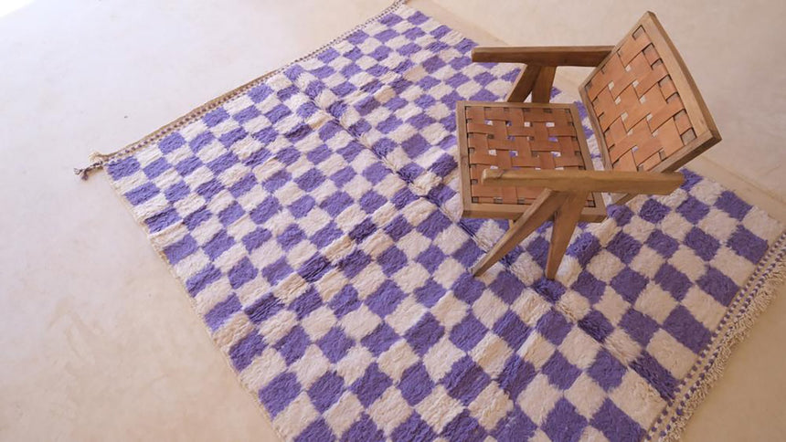 Tapis berbere marocain en laine à carreaux 209 x 253 cm - AFKliving