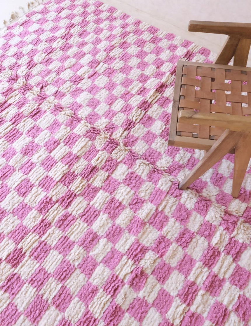 Tapis berbere marocain en laine à carreaux 217 x 292 cm - AFKliving