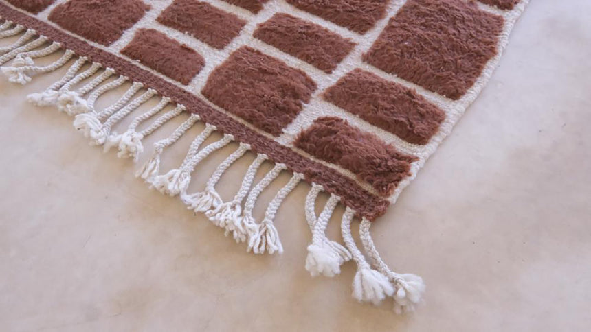 Tapis berbere marocain en laine marron 198 x 294 cm - AFKliving
