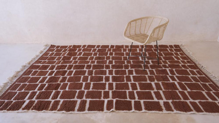 Tapis berbere marocain en laine marron 198 x 294 cm - AFKliving