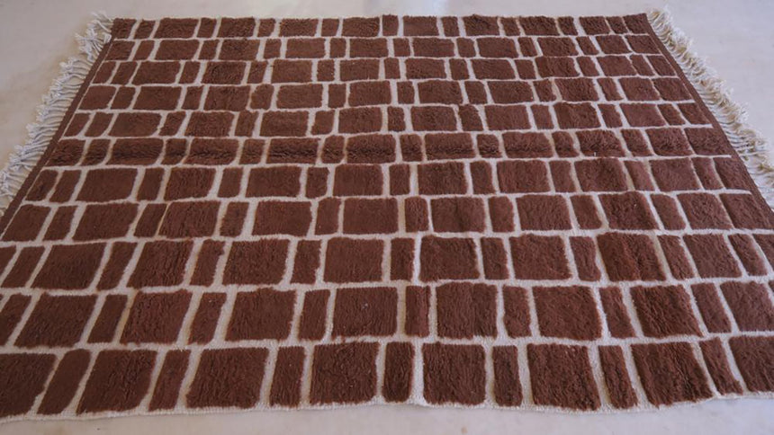 Tapis berbere marocain en laine marron 198 x 294 cm - AFKliving