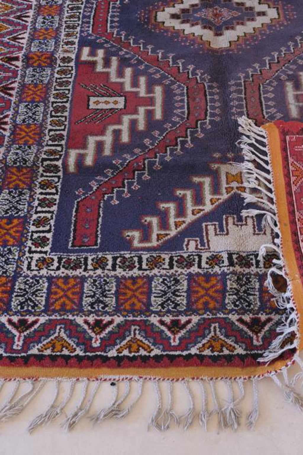 Tapis Ancien Marocain Rabat – Laine, Motif Géométrique, Vintage