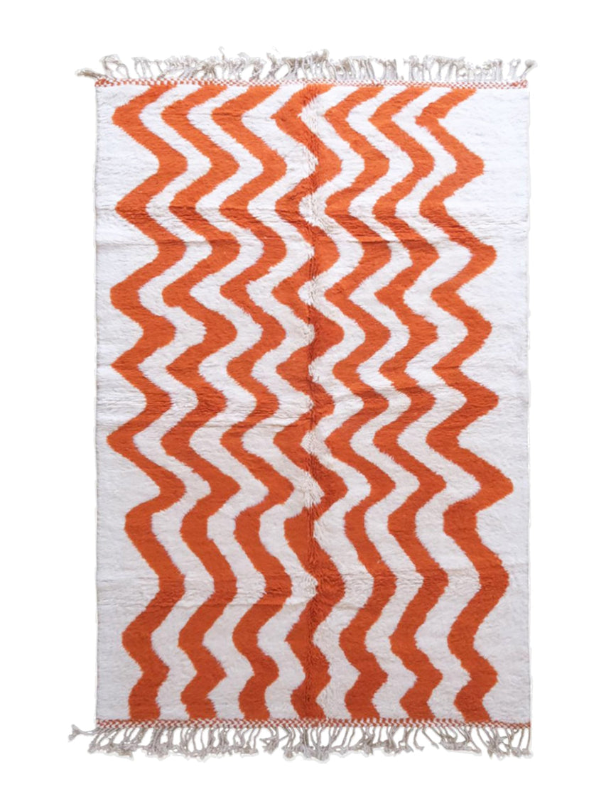 Tapis berbere marocain pure laine orange 200 x 303 cm - AFKliving