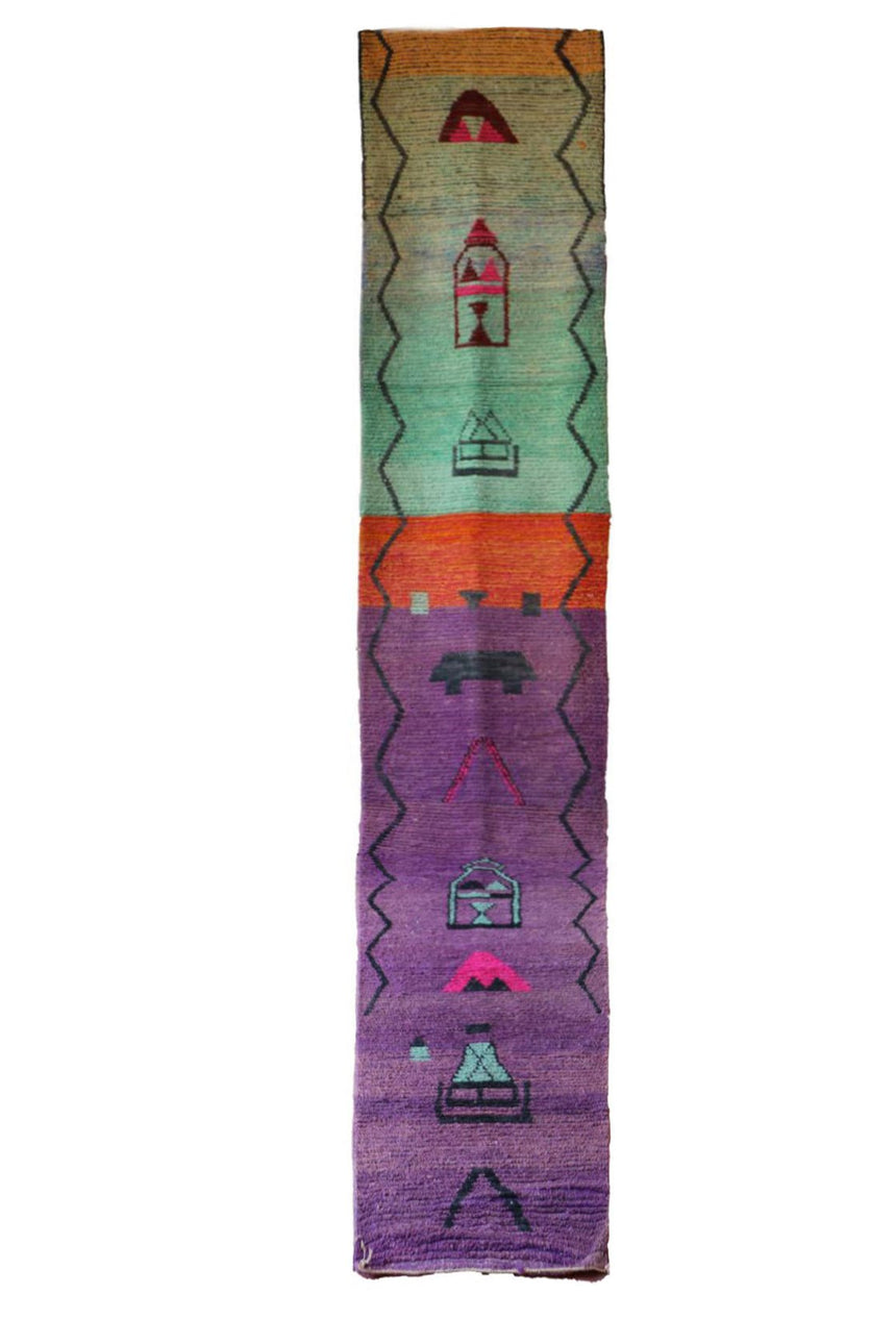 Tapis de couloir Berbere Boujaad coloré 80 x 583 cm - AFKliving