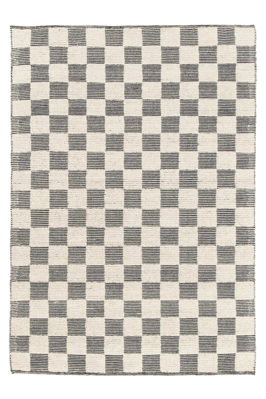 Tapis en laine et coton a carreaux fait main doux GABIN - AFKliving