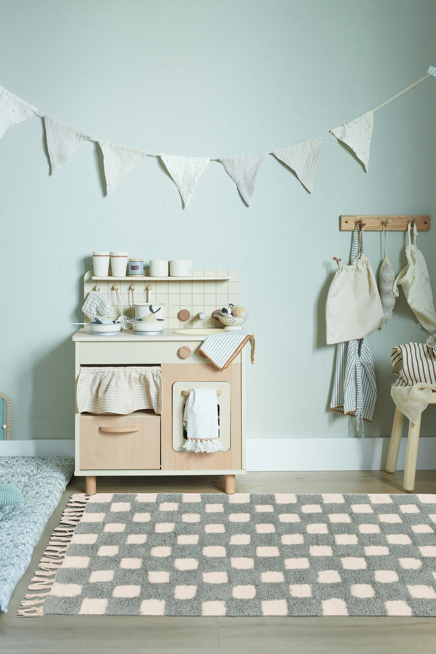 Tapis enfant à carreaux 100% coton lavable en machine MAEL - AFKliving