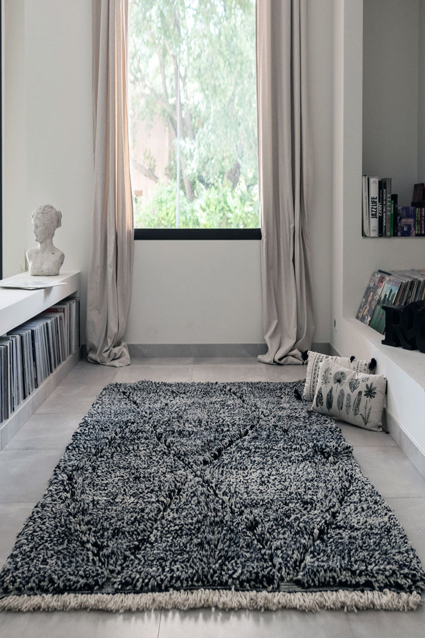 Tapis berbere authentique marocain laine gris Jemaa - AFKliving