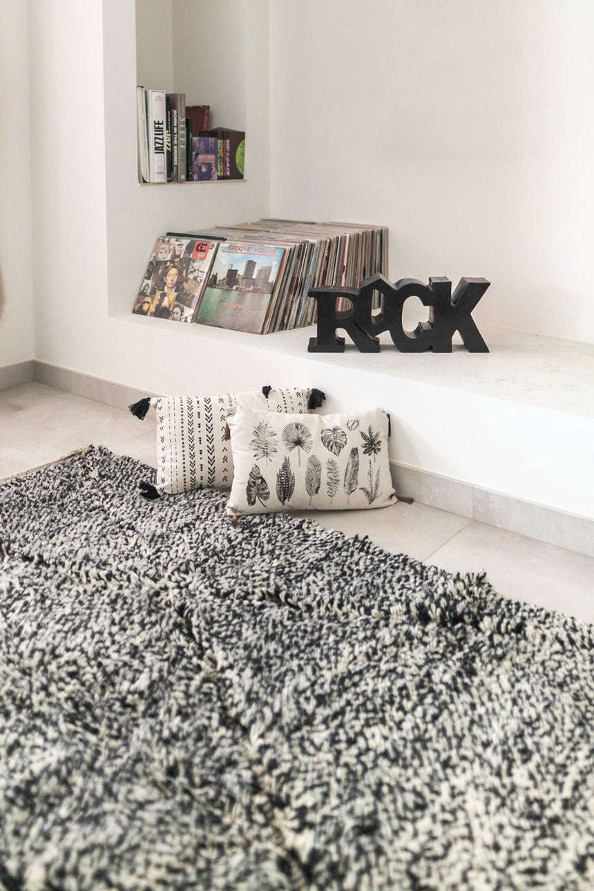 Tapis berbere authentique marocain laine gris Jemaa - AFKliving