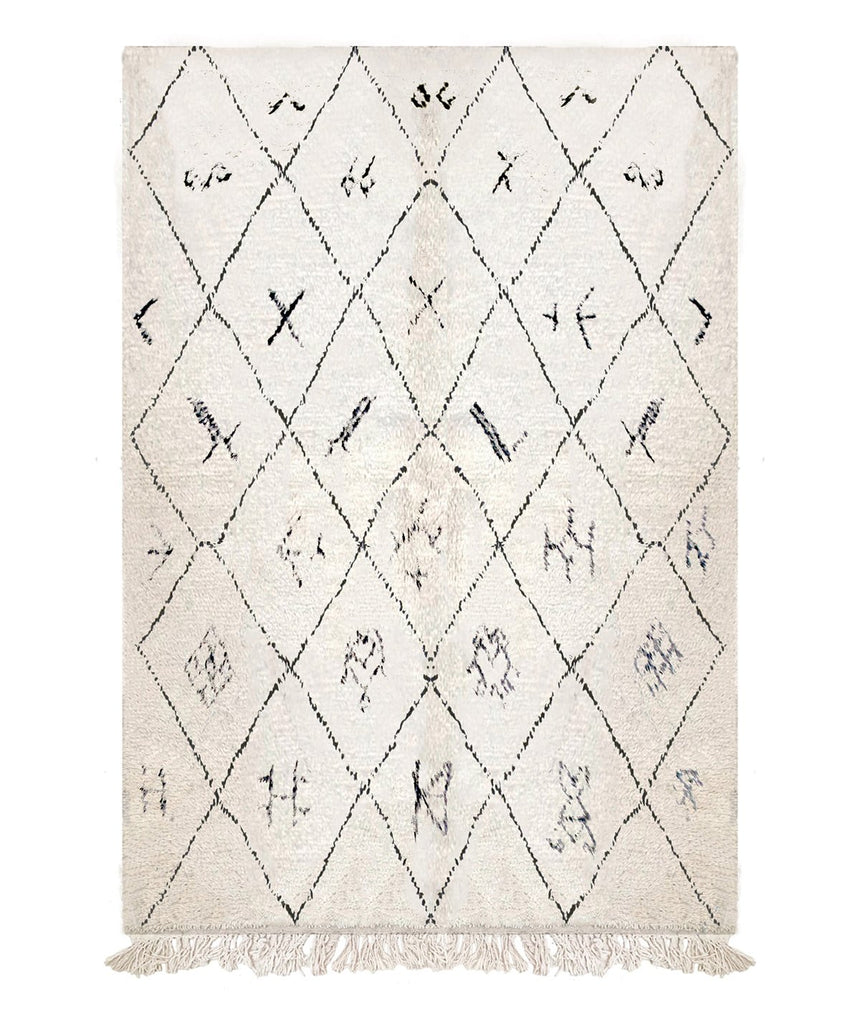 Tapis berbere authentique marocain laine noir blanc Amazighs - AFKliving
