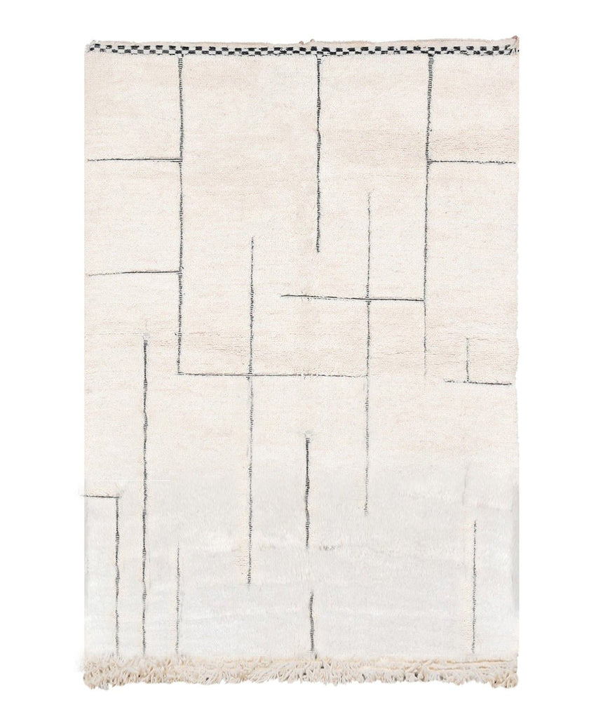 Tapis berbere authentique marocain laine noir blanc Elbadi - AFKliving