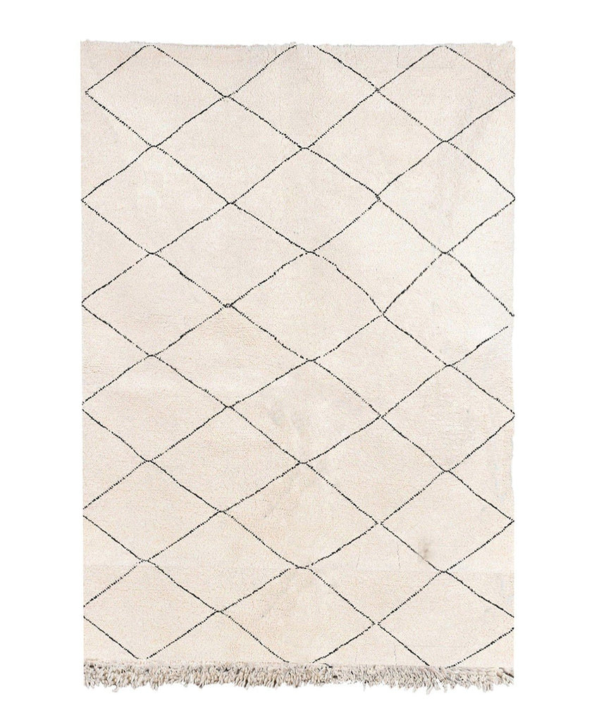 Tapis berbere authentique marocain laine noir blanc Kasbah - AFKliving