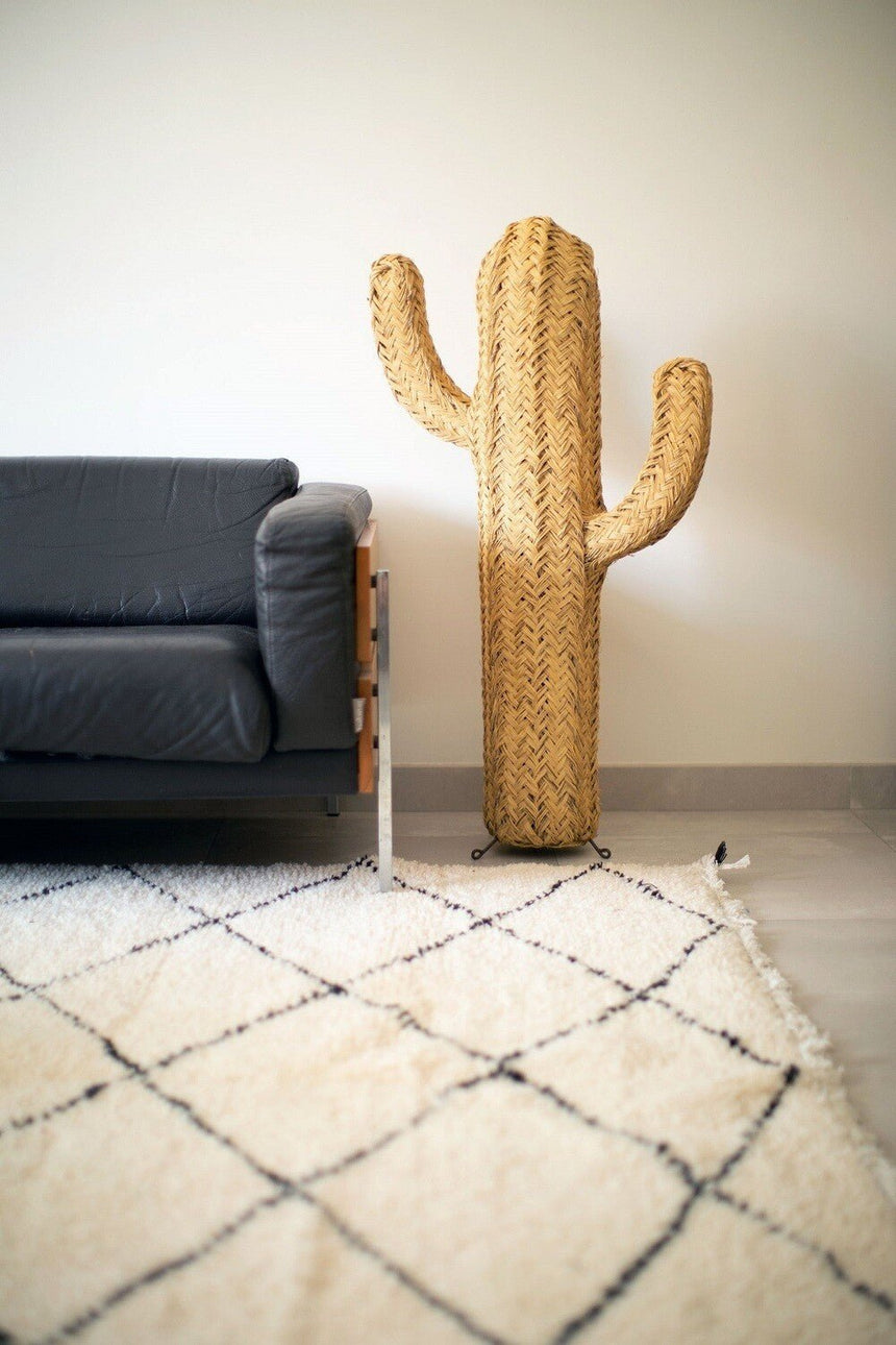 Tapis berbere authentique marocain laine noir blanc Kasbah - AFKliving