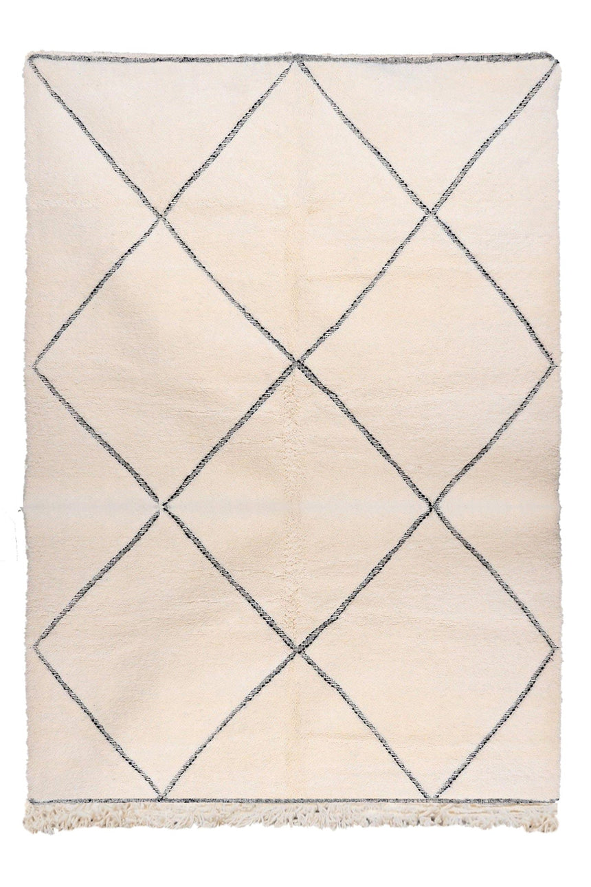 Tapis berbere authentique marocain laine noir blanc Menara - AFKliving