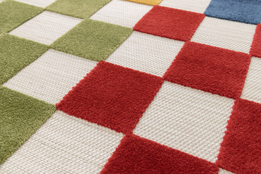 Tapis coloré avec effet sculpté MULTI CARREAUX - AFKliving