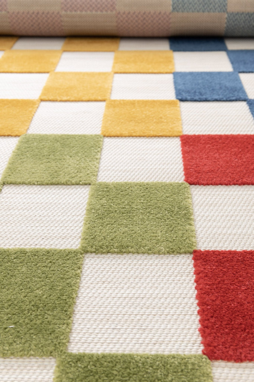 Tapis coloré avec effet sculpté MULTI CARREAUX - AFKliving