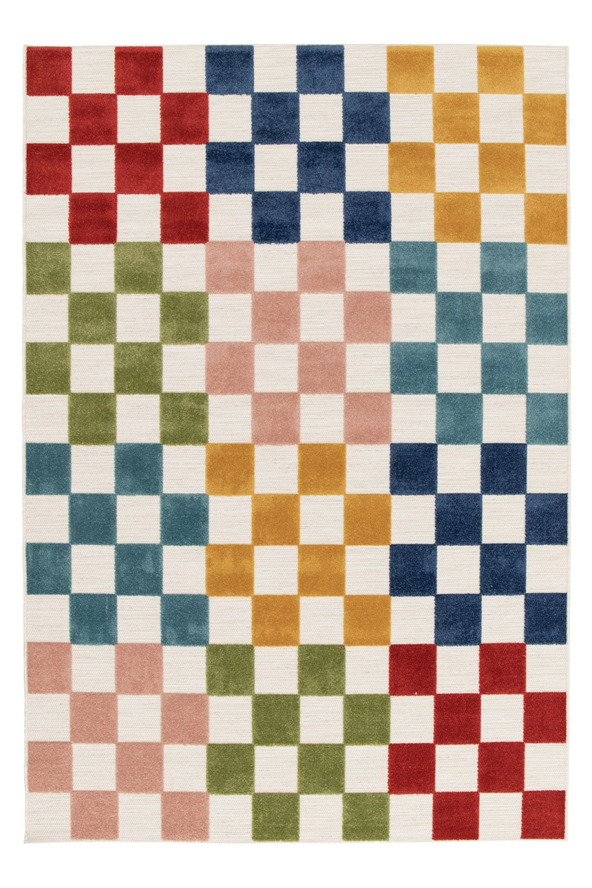Tapis coloré avec effet sculpté MULTI CARREAUX - AFKliving