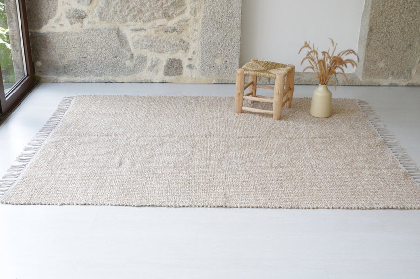 Tapis naturel en coton recyclé tissé à la main - AFKliving