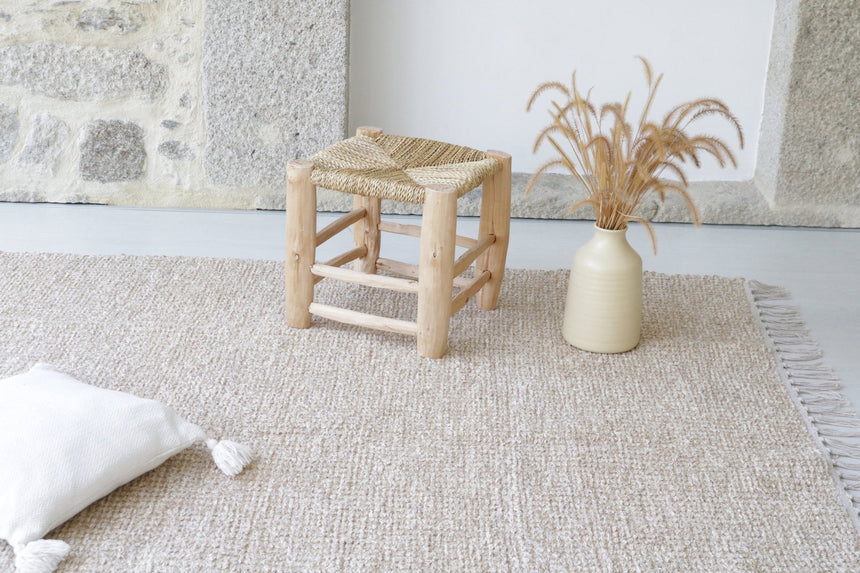 Tapis naturel en coton recyclé tissé à la main - AFKliving