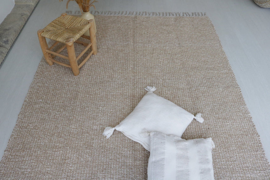 Tapis naturel en coton recyclé tissé à la main - AFKliving