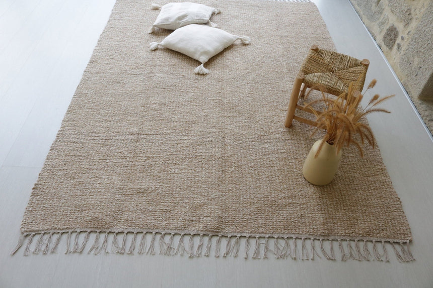 Tapis naturel en coton recyclé tissé à la main - AFKliving