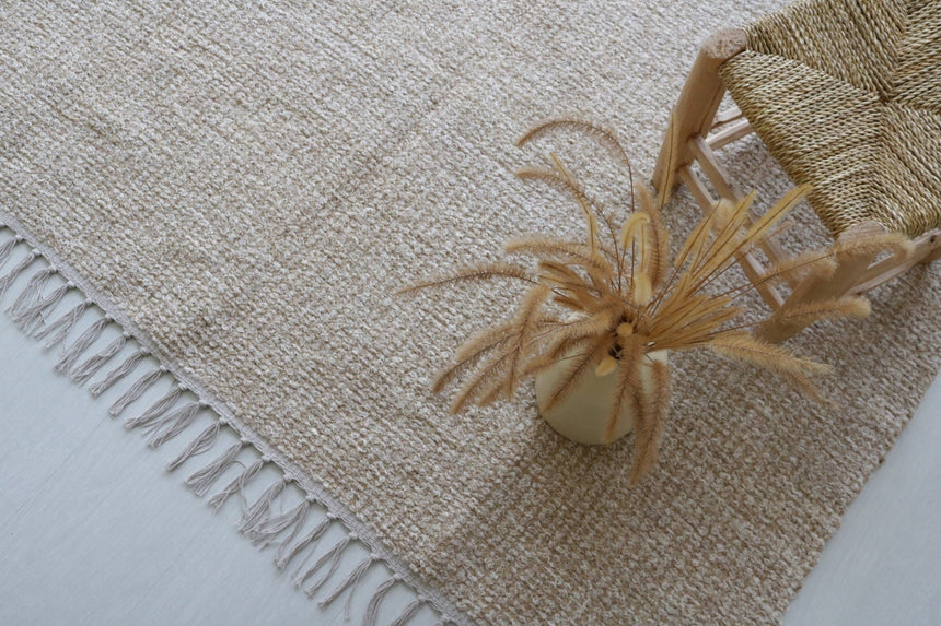 Tapis naturel en coton recyclé tissé à la main - AFKliving