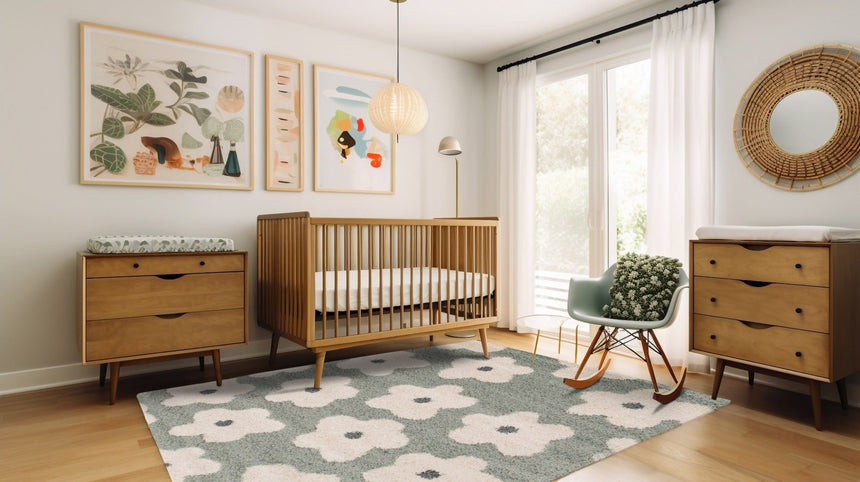 Tapis shaggy épais et confortable FLEURS - AFKliving