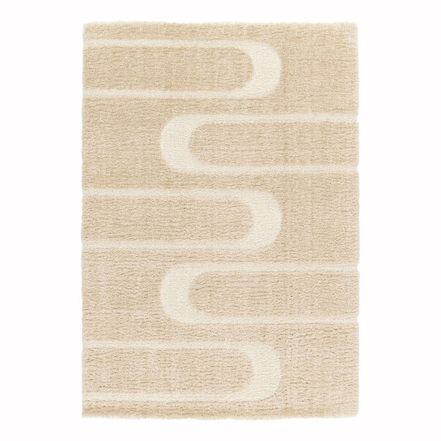 Soft, thick recycled polyester rug with embossed CALLIGRAMME pattern