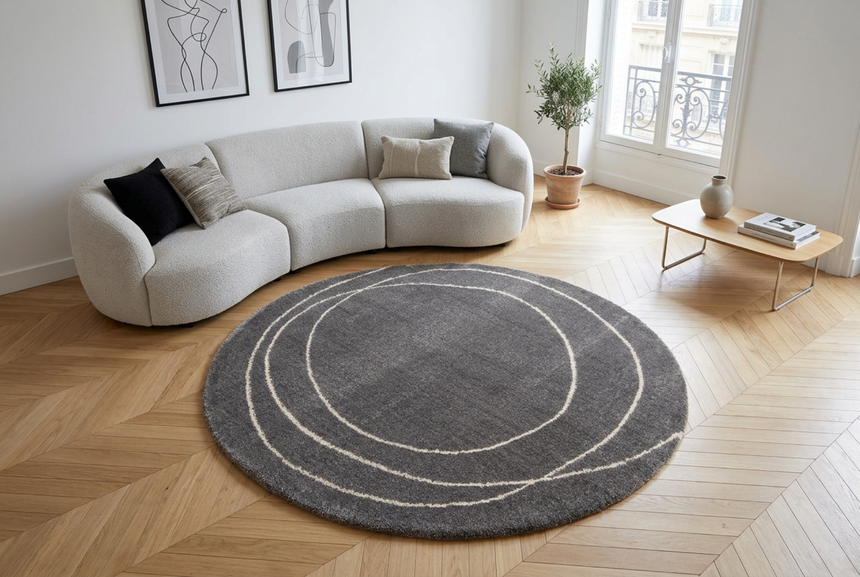 Tapis rond ultra doux en polyester recyclé ENSO