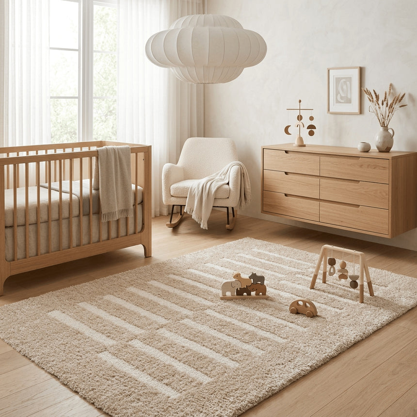 Soft and thick recycled polyester rug with embossed effect MEDIUM TRAFFIC