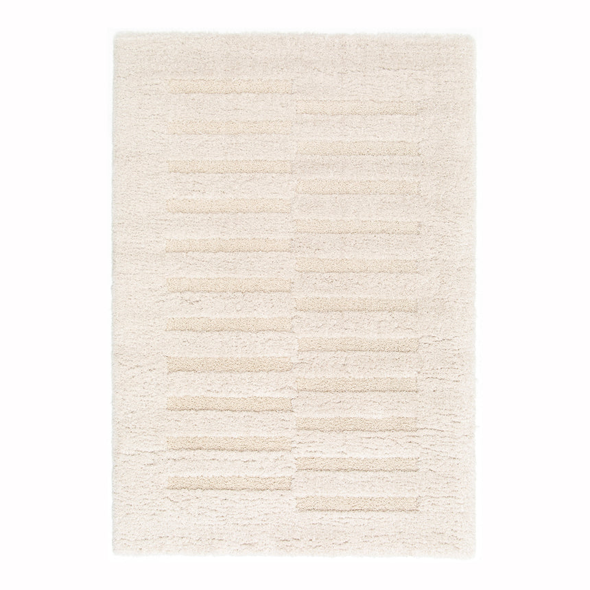 Soft and thick recycled polyester rug with a raised pattern PASSAGE