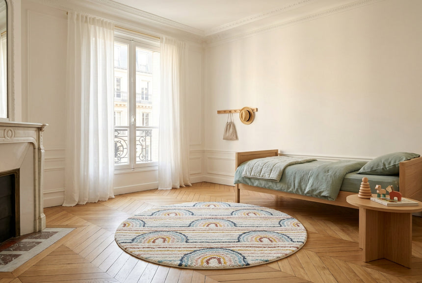 Tapis rond enfant épais et confortable SUNNY