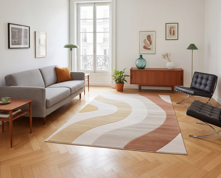 Soft and durable rug in warm FAUVE shades