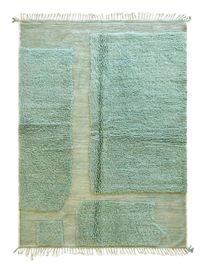 Graphic Berber rug with raised wool weaving