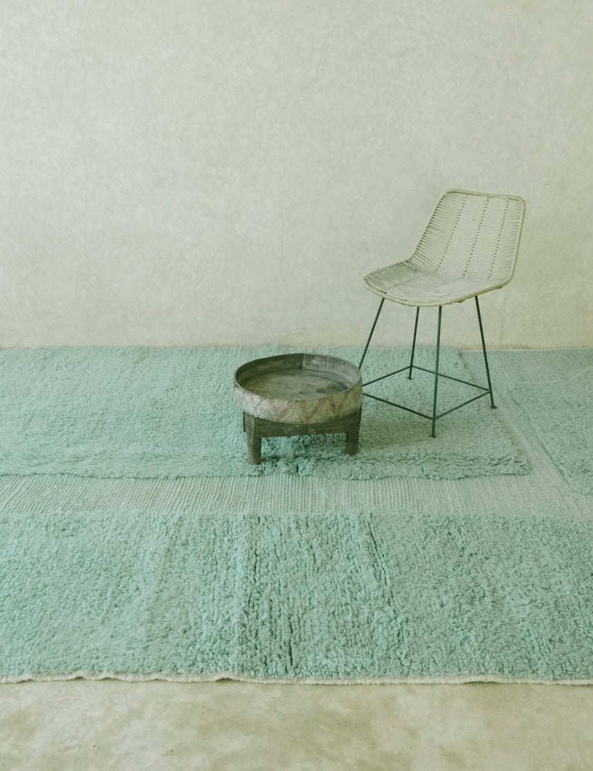 Graphic Berber rug with raised wool weaving