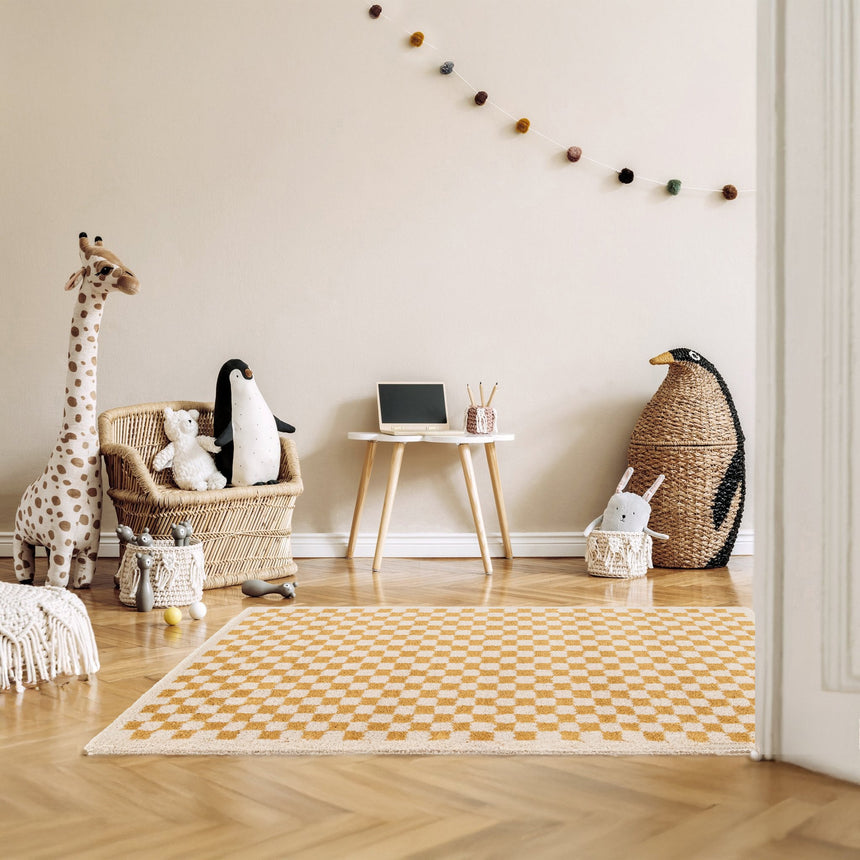 Tapis à damier poils longs doux et volumineux CHECKERS - AFKliving