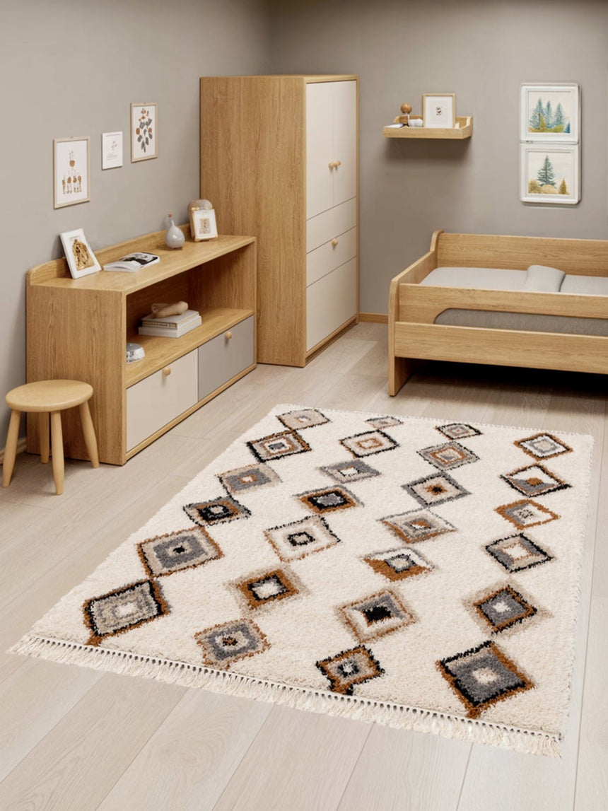 Tapis à franges style ethnique inspiration bédouine MAZAGAN - AFKliving