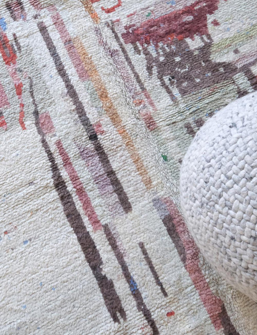 Tapis berbère abstrait et raffiné noué main en laine 185 x 240 cm - AFKliving