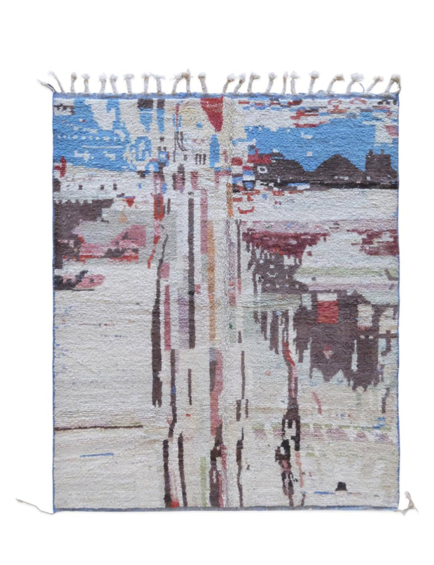 Tapis berbère abstrait et raffiné noué main en laine 185 x 240 cm - AFKliving