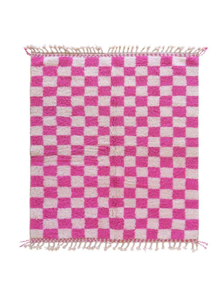 Tapis berbère authentique à carreaux laine 176 x 208 cm - AFKliving