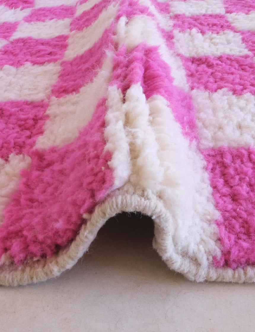 Tapis berbère authentique à carreaux laine 176 x 208 cm - AFKliving