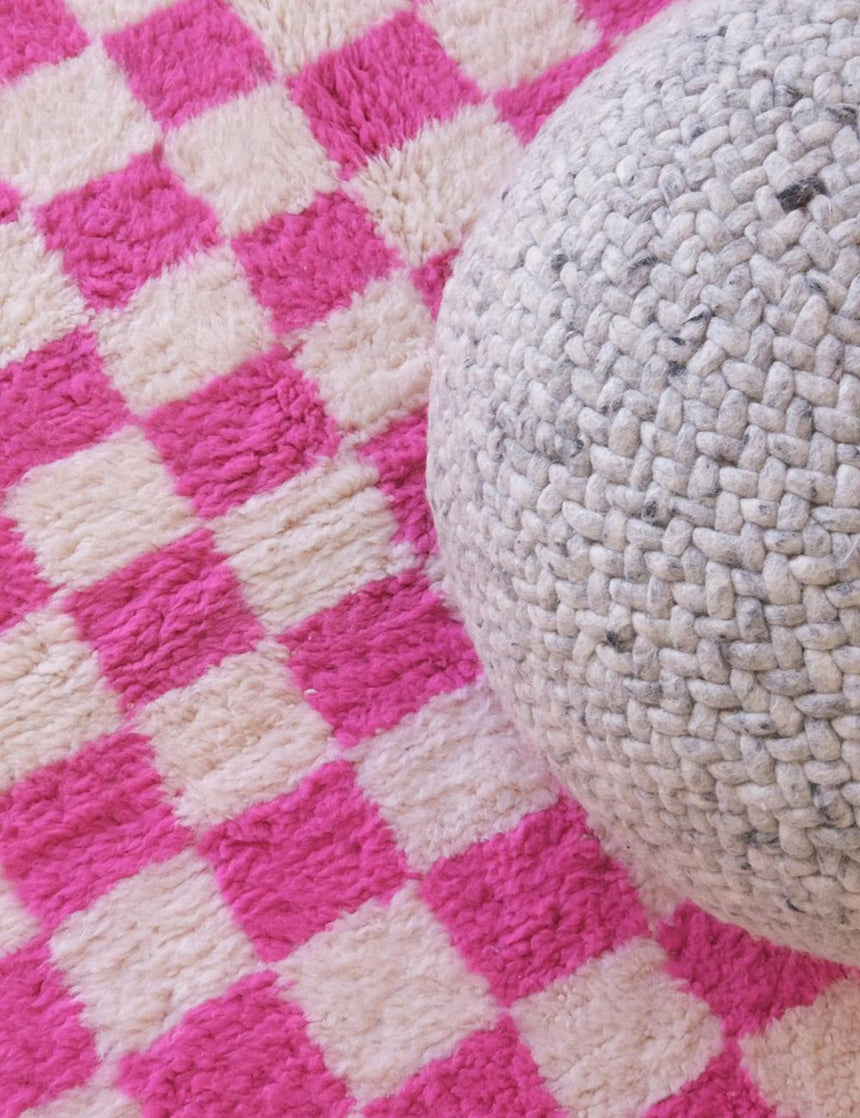 Tapis berbère authentique à carreaux laine 176 x 208 cm - AFKliving