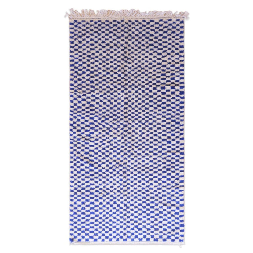 Tapis berbère authentique et graphique à carreaux laine 158 x 327 cm - AFKliving