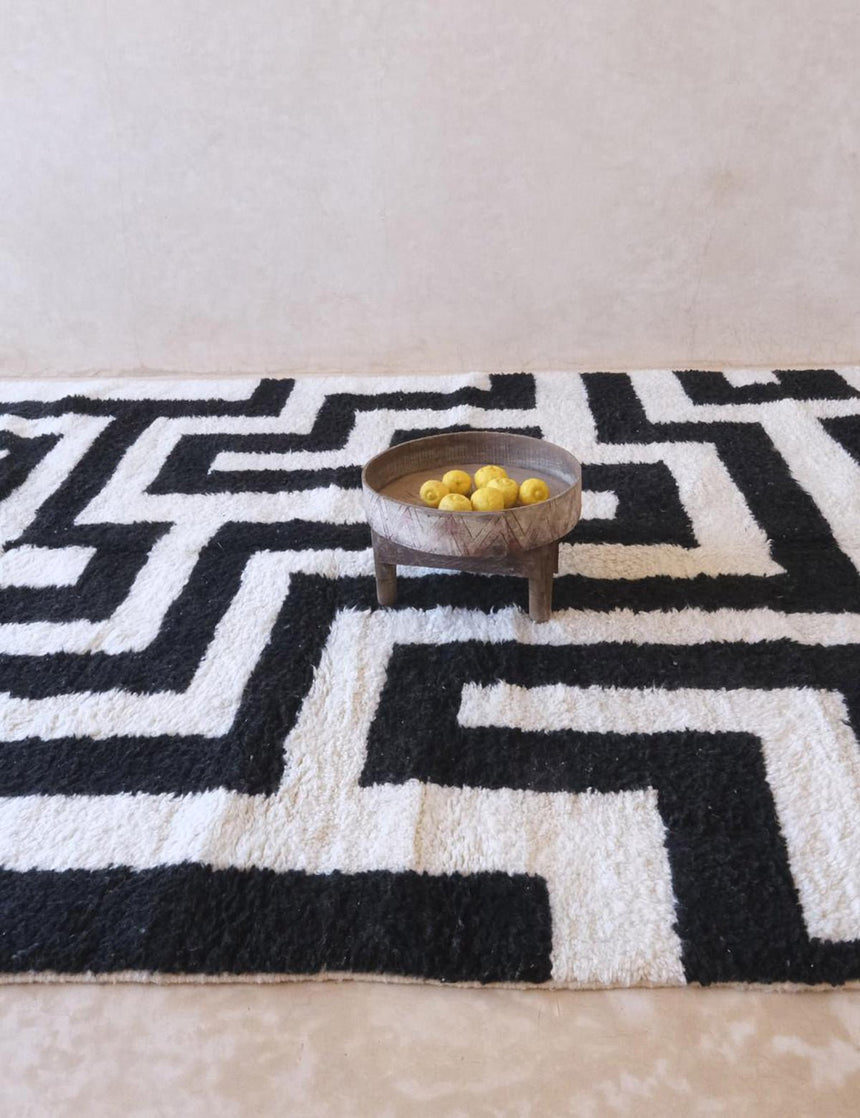 Tapis berbère élégant aux motifs labyrinthes en laine 242 x 347 cm - AFKliving