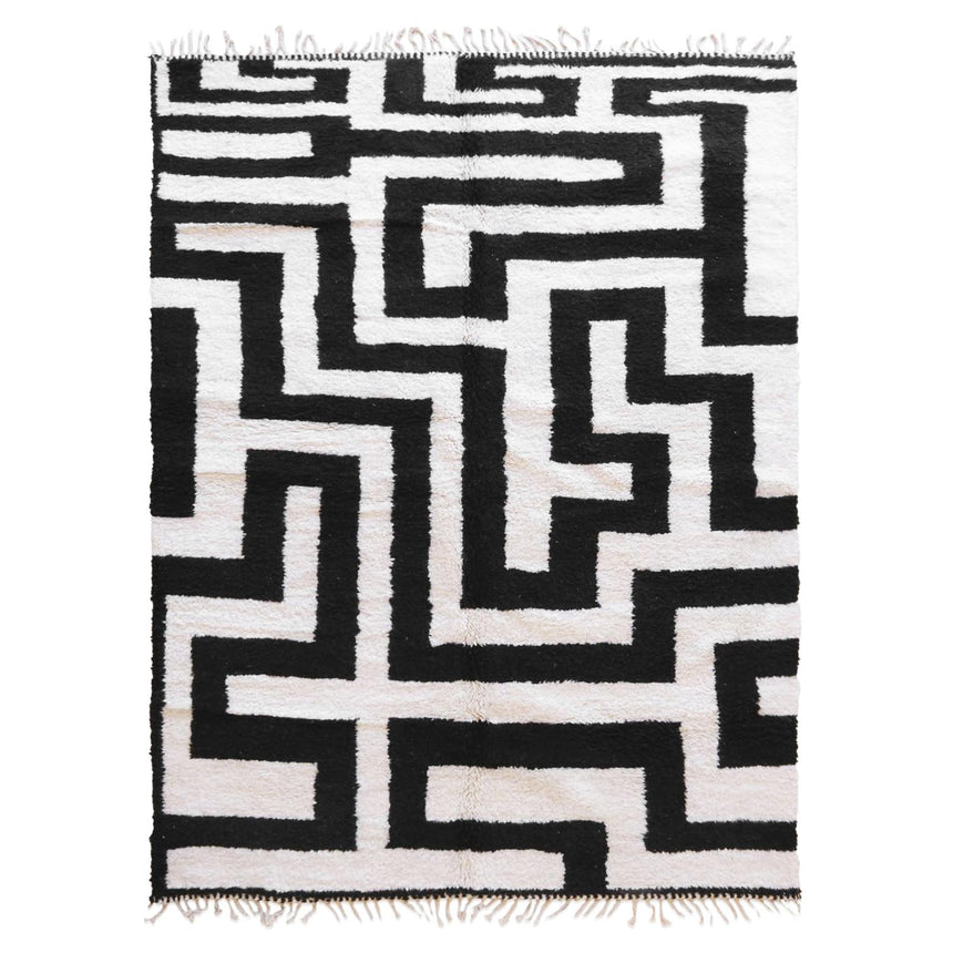 Tapis berbère élégant aux motifs labyrinthes en laine 242 x 347 cm - AFKliving