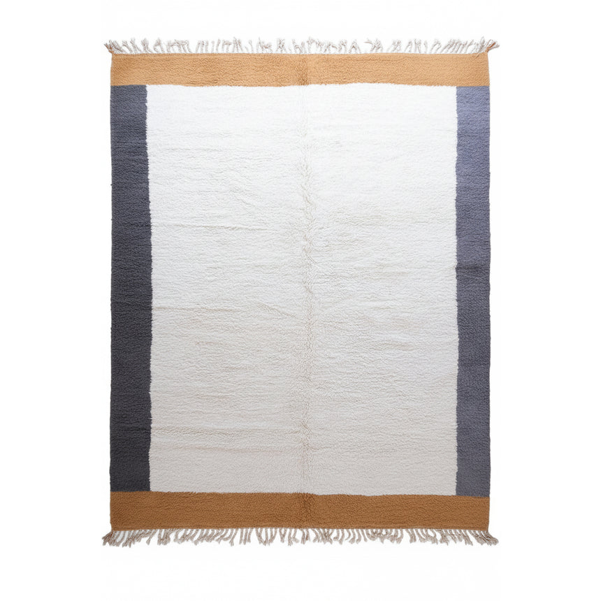 Elegant Berber rug two-tone borders wool
