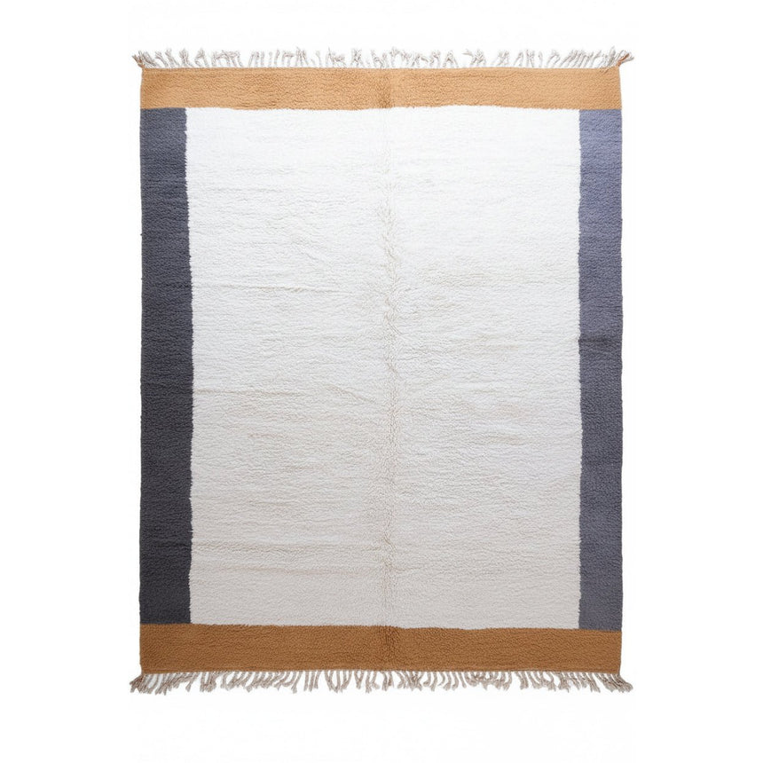 Tapis berbère élégant bordures bicolores laine - AFKliving